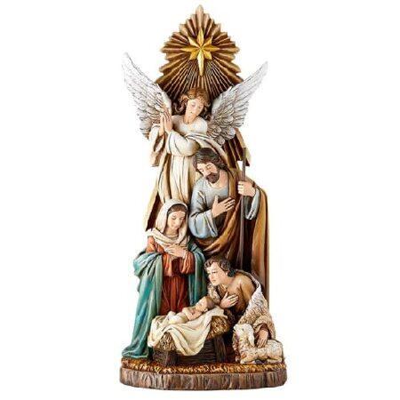 大きなシェパードのキリスト降誕像 聖家族の置物 ガーディアンエンジェル付き 樹脂製 クリスマス装飾 ...