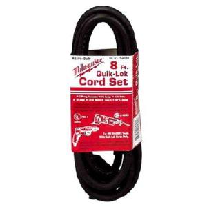 Milwaukee 48-76-4008 Quik-Lok 8-Foot 3 Wire Grounded Cord [並行輸入品]｜yukinko-03