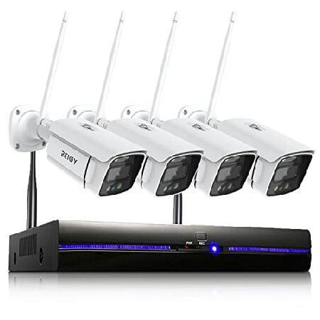 REIGY 3MP WiFi Security Camera System with Floodli...