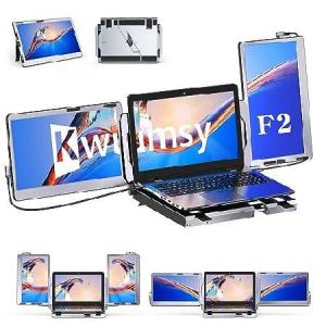 Kwumsy Triple Laptop Monitor Extender - 360° Rotation F2 Portable Laptop Screen Extender Vertical with Stand Aluminum Alloy 14” IPS FHD 1080P for PS｜yukinko-03