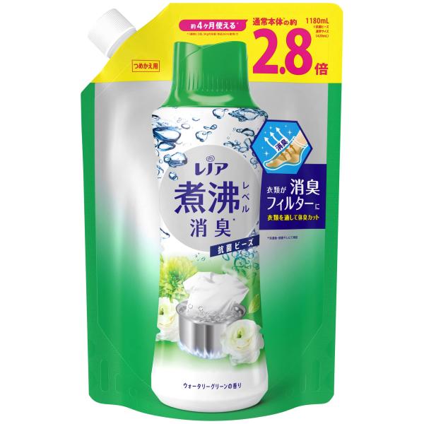 レノア 超消臭 煮沸レベル消臭 抗菌ビーズ ウォータリーグリーン 詰め替え 1,180mL