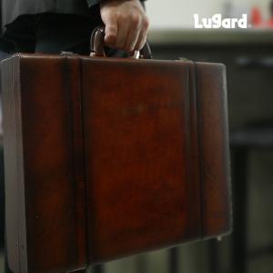 紺×赤 青木鞄 Lugard 本革アタッシュケース メンズ 日本製 B4 レザー