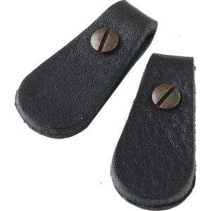 NBK 本革 ファスナー引き手パーツ サークル型 ネジ式カシメ付き 約17mm×35mm 黒 LSC-B