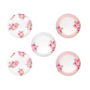 イギリス ローラアシュレイ 陶器パン皿 直径16.5cm 5枚 セット クチュール ローズ ピンク 薔薇花柄 LA10-57｜yukiti-store