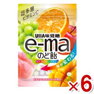 味覚糖 e-maのど飴 袋 カラフルフルーツチェンジ 50g×6入 (あすつく 優良配送)(np-2) (賞味期限2025.1月末) (メール便全国送料無料)