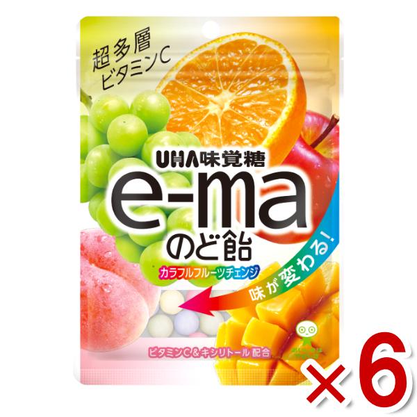 味覚糖 e-maのど飴 袋 カラフルフルーツチェンジ 50g×6入 (ポイント消化) (np-2) ...