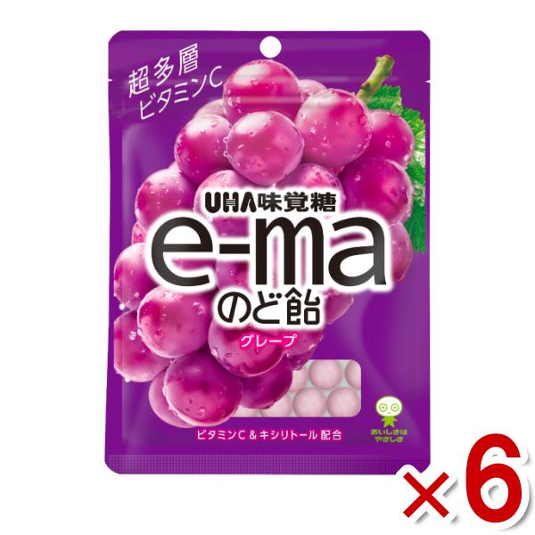味覚糖 e-maのど飴 イーマ 袋 グレープ 50g×6入 (最短当日出荷) (np-2) (賞味期...