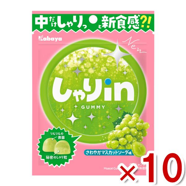 カバヤ しゃりinグミ マスカットソーダ 52g×10入 (新食感 グミ お菓子) (ポイント消化)...