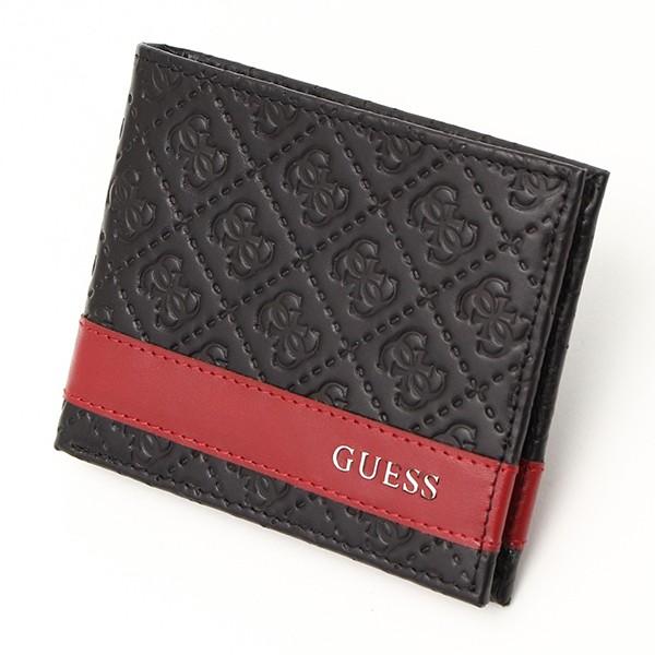 メンズ財布 人気ブランド ゲス-GUESS- ダブル札入れ 2つ折り レザー デザイン財布 本革 U...