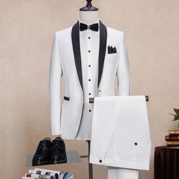 紳士服 メンズスーツ 白 2点セット メンズ 紳士 フォーマル ビジネススーツ メンズ スーツ 2ピ...