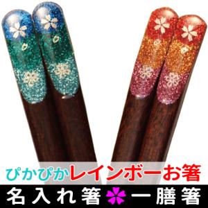 名入れ箸 ピカピカ おしゃれ レインボー箸 母の日 父の日 結婚祝いギフト 名前入り マイ箸（一人用）