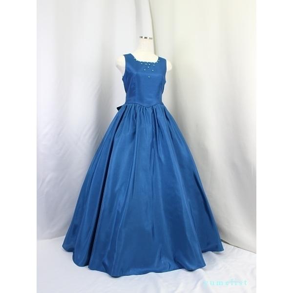 ゆめりすと シャンタンロング J4 フォレストネイビー 160：演奏会発表会用子供ロングドレス