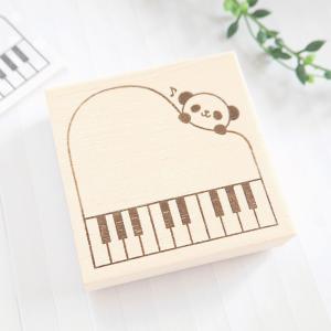 かわいいピアノとパンダのメッセージ枠、メモ枠、宛名枠はんこ（ふせんサイズ）｜yumefurumachi