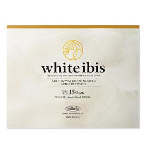 white ibis ホワイトアイビス 水彩紙 コットン・パルプ 300g/m2 中目 ブロック F6 (410×318mm) 15枚とじ WIB-F6｜yumegazai