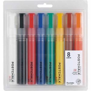 呉竹 ZIG ポストチョーク POSTCHALK MARKER WET-WIPE 6MMTIP BASIC 8色セット POST-500A/8VA｜yumegazai