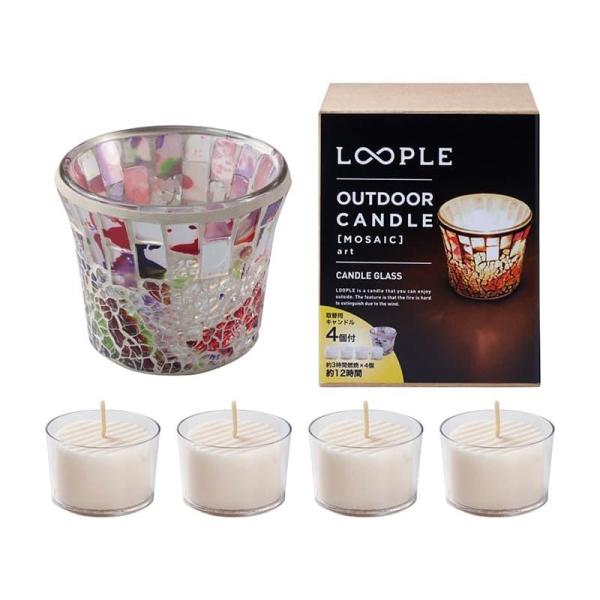 LOOPLE キャンドルグラス モザイク アール φ80×H70mm ハイパワーカップキャンドル 4...