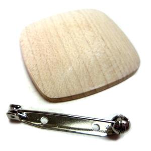 トールペイント 白木 ブローチ 四角形 M (金具付き)