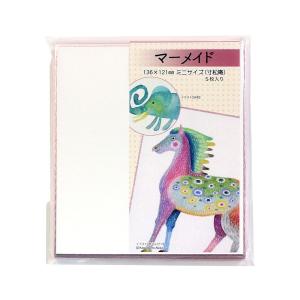 イラスト ミニ色紙 寸松庵 136×121mm マーメイド ピンク 5枚入り