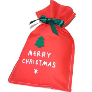 プレゼント用 クリスマス不織布バッグ 赤 Lサイズ（410×700mm）｜yumegazai
