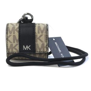 マイケルコース イヤホンケース エアーポッズケース 36F2LGFL0B ベージュ ブラック PVC レザー 中古