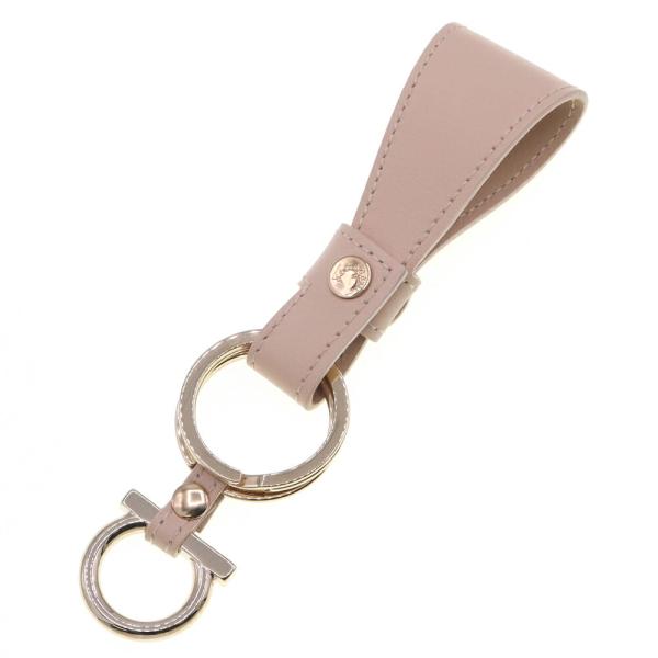 フェラガモ キーリング ガンチーニ JS 224661 ベージュ レザー 中古 キーホルダー バッグ...