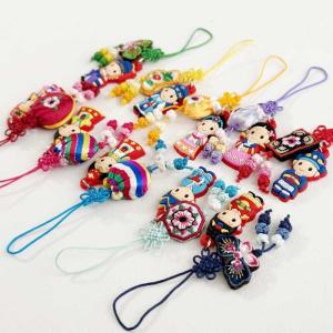 韓国雑貨　チマチョゴリ人形平面 携帯ストラップ　5個セット