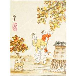 韓国壁掛け民画(実りの秋の図) 縦長小