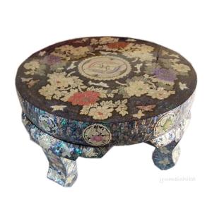 韓国螺鈿漆塗り丸お膳鶴ソンリュ柄小 : チマチョゴリと韓国雑貨の専門