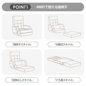 座椅子 肘掛け サイドポケット付き ハイバック...の詳細画像4