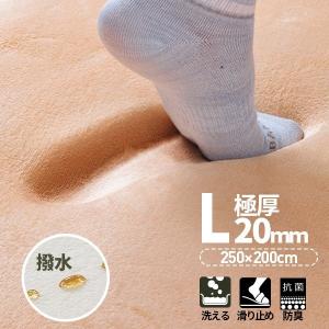 ベージュ限定特価★ラグ カーペット 厚手 撥水 低反発ラグ 極厚20mm 200×250cm ラグマット 防ダニ 滑り止め 洗える 角型 床暖房 ホットカーペット