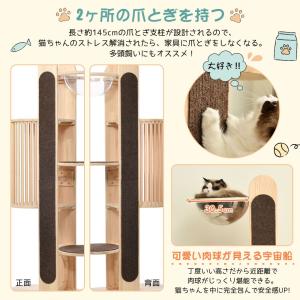 【新作】キャットタワー 木製 天然木 据え置き...の詳細画像4