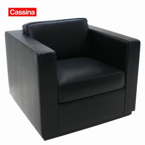 【 中古 】CASSINA IXC シングルソファ RECT レクト 1人掛けソファ 1P ブラック 革張り 本革  IXC. R&D デザイナーズ家具 a10000046｜yumekagu