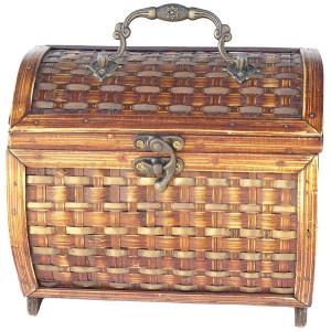 鍵付き アンティーク 宝箱 海賊 木箱 大サイズ （横幅約45cm） : e