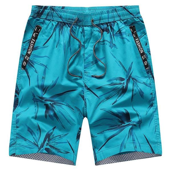 メンズ ハーフパンツ ボタニカル ショートパンツ 五分丈 ファスナーポケット 爽やか 薄手 ゆったり...