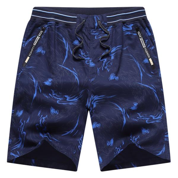 メンズ ハーフパンツ 総柄プリント ショートパンツ 膝丈 ストレート 爽やか 薄手 ゆったり 短パン...