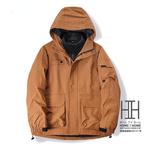 マウンテンパーカー メンズ 登山服 3way ボアライナー付き 取り外し可能 フリースジャケット 裏...