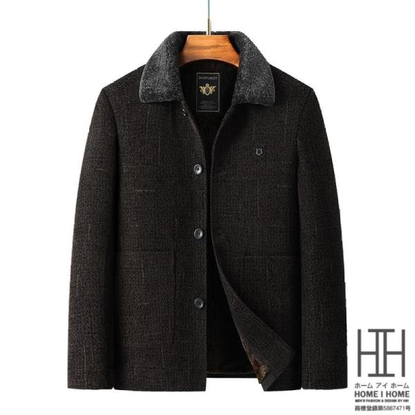 コート ボアジャケット メンズ 冬服 50代 40代 ボア襟 裏ボア 裏起毛 ビジネスコート ラシャ...