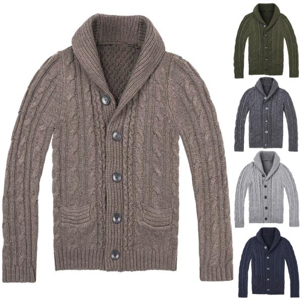 カーディガン メンズ ケーブル編み メンズ 長袖 セーター ショールカラー 秋服 冬服 トップス ニ...