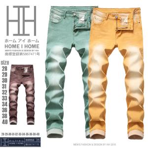 チノ カラー ジーンズ メンズ ストレッチ デニム 大きいサイズ 色落ち ヒゲ加工 アメカジ おしゃれ Gパン ボトムス
