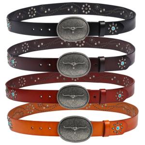 スタッズ ベルト メンズ 本革 牛革 40mm カジュアル 天然皮革 HTC風