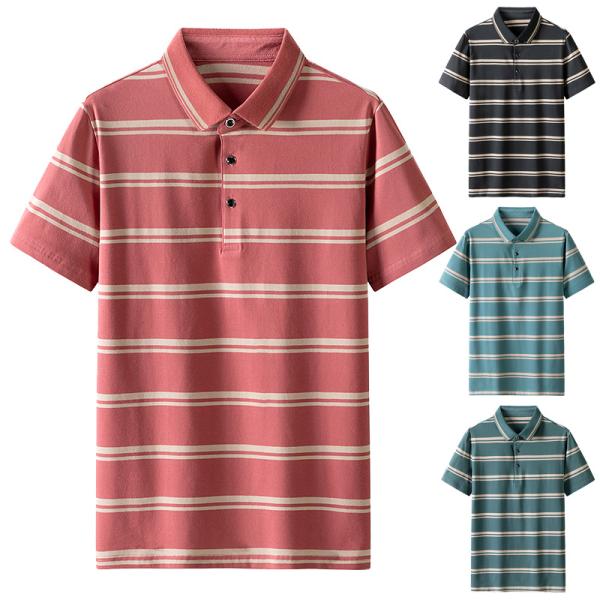 ポロシャツ メンズ 半袖 ゴルフ ボーダー柄 配色 ストレッチ ビジカジ polo シャツ 父の日 ...