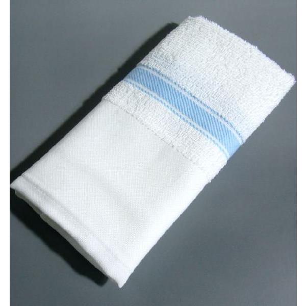 180匁ブルーボーダー木綿地付きフェイスタオル　（5枚セット）送料無料　日本製 爆買