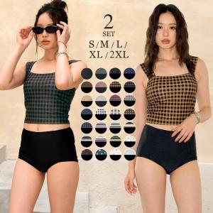 タンキニ 水着 レディース 体型カバー水着 セパレート 2点セット 大きいサイズ ブラトップ 3L LL L M S 水陸両用 ラッシュガードのインナーにも 一部予約販売