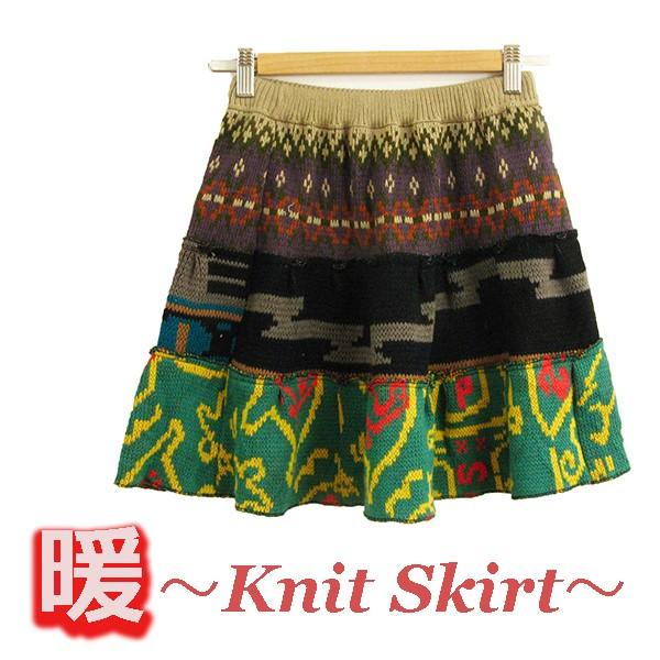 【送料500円】 スカート ショート ミニ 007 山ガール ファッション  ニット 3段