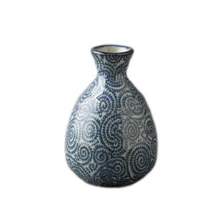 光陽陶器 徳利 青 約8.2×11.2cm タコ唐草1合徳利 23328