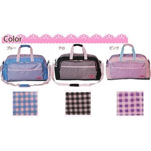 ＜sale＞女の子に人気のおしゃれなチェック柄シュープCHOOP大容量2wayボストンバッグ（ブラック）