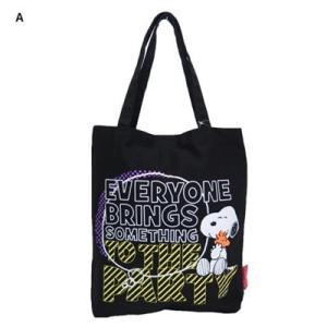 スヌーピーSNOOPYネオンカラートートバッグ黒【メール便無...