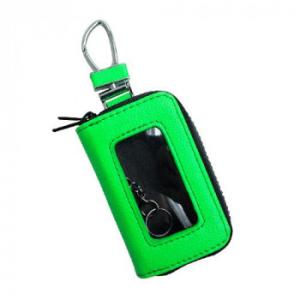 AWESOME(オーサム)　スマートキーケース　クリア窓ダブルファスナー　蛍光レザー　蛍光グリーン　...