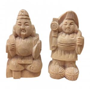 仏壇屋 滝田商店 二福神 恵比寿大黒天セット 3寸 五合マス付き 高さ