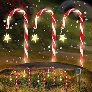 キャンディケイン ソーラーライト 屋外 防水 8in1 ストリングライト ガーデンライト LED 埋め込み式 太陽光パネル充電 配線不要 屋外